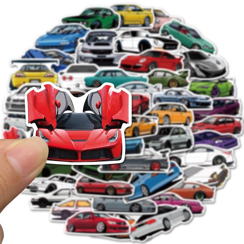 100pcs Cartoon Racing Car Graffiti Stickers Diy Kids Classic Toy Travel Luggage Guitar Phone Notebook Waterproof Pvc Decals