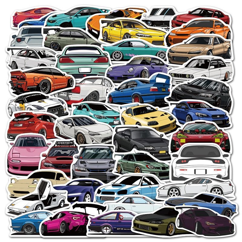 100pcs Cartoon Racing Car Graffiti Stickers Diy Kids Classic Toy Travel Luggage Guitar Phone Notebook Waterproof Pvc Decals