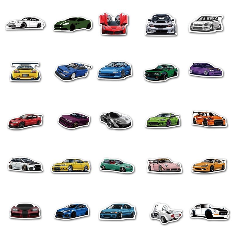 100pcs Cartoon Racing Car Graffiti Stickers Diy Kids Classic Toy Travel Luggage Guitar Phone Notebook Waterproof Pvc Decals