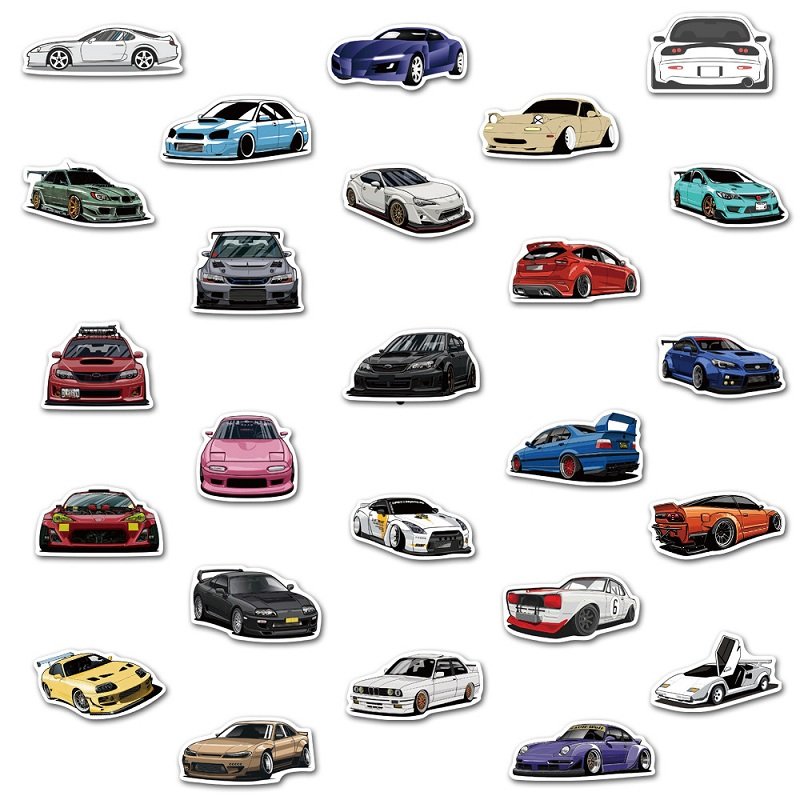 100pcs Cartoon Racing Car Graffiti Stickers Diy Kids Classic Toy Travel Luggage Guitar Phone Notebook Waterproof Pvc Decals