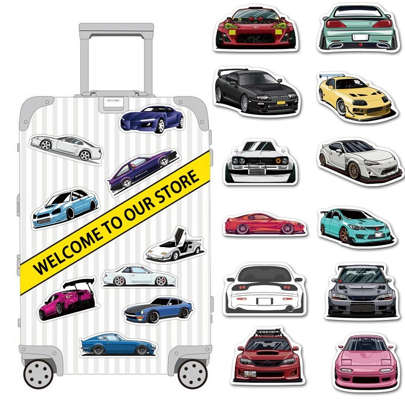 100pcs Cartoon Racing Car Graffiti Stickers Diy Kids Classic Toy Travel Luggage Guitar Phone Notebook Waterproof Pvc Decals