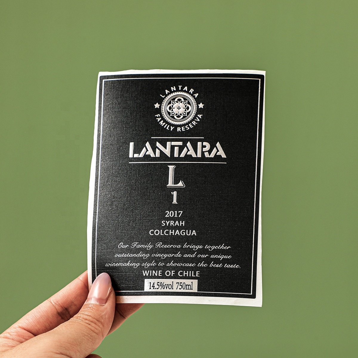 Custom Printing Waterproof Gold Foil Black Linen Textured Sticker Labels for Champagne Wine Perfume Spray