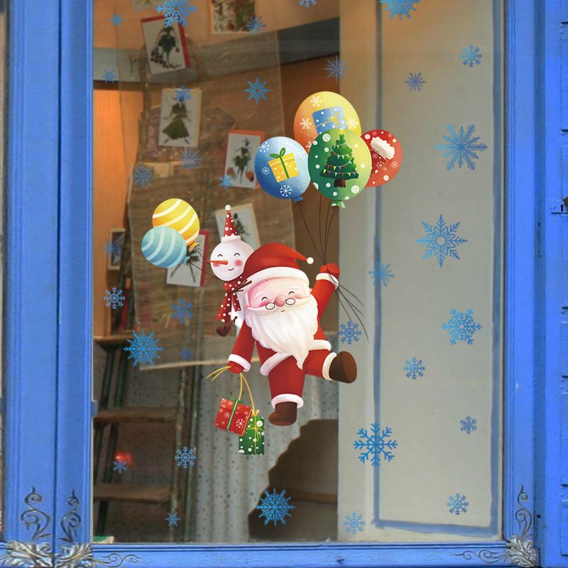 Creative cartoon santa claus christmas window stickers christmas decorations stickers for home decor