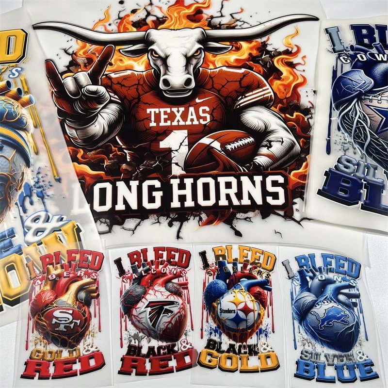 NFL Animal Design Custom Heat Transfer Film Designs Dtf Transfers Ready to Press Logo Heat Transfer Sticker Iron On Garments