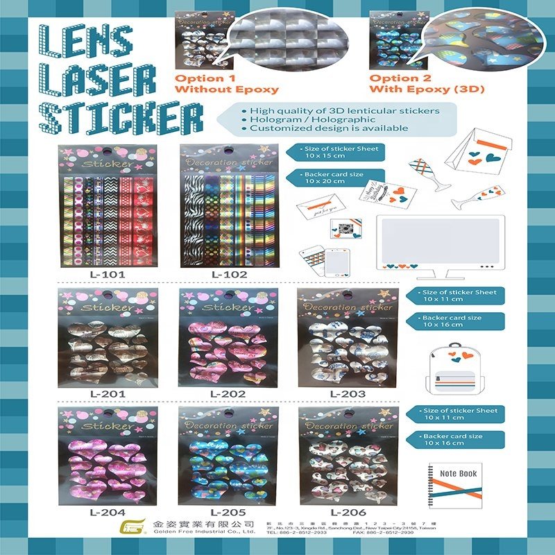 High quality Lens Laser Decoration Sticker with Disney & NBCU audited factory