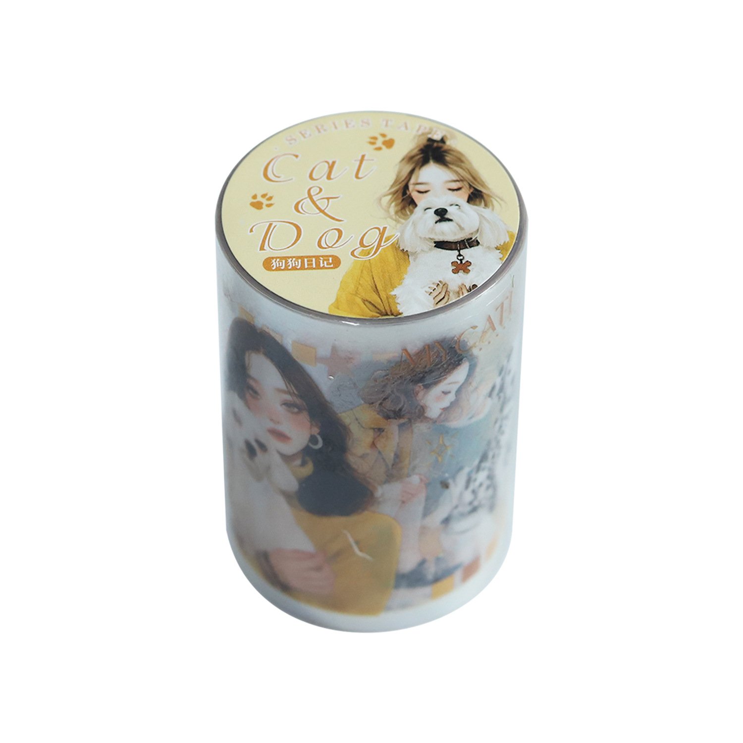 2M/Roll PET Tape Kitten & Puppy Series Cat & Dog Theme Handbook DIY Recycled Stickers