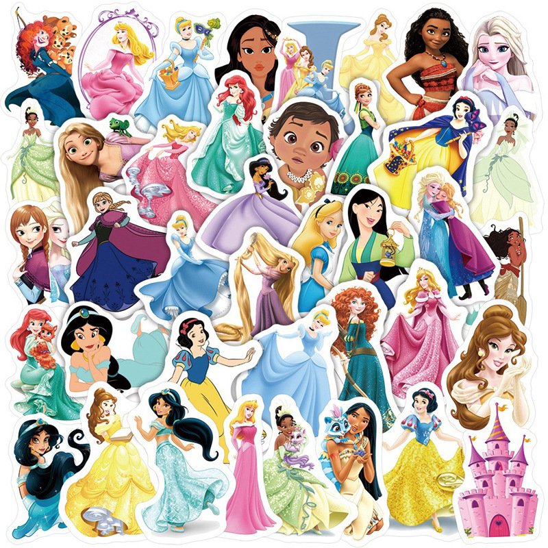 50PCS Fairy tale elsa and anna sweet girly mixed cute princess cartoon stickers