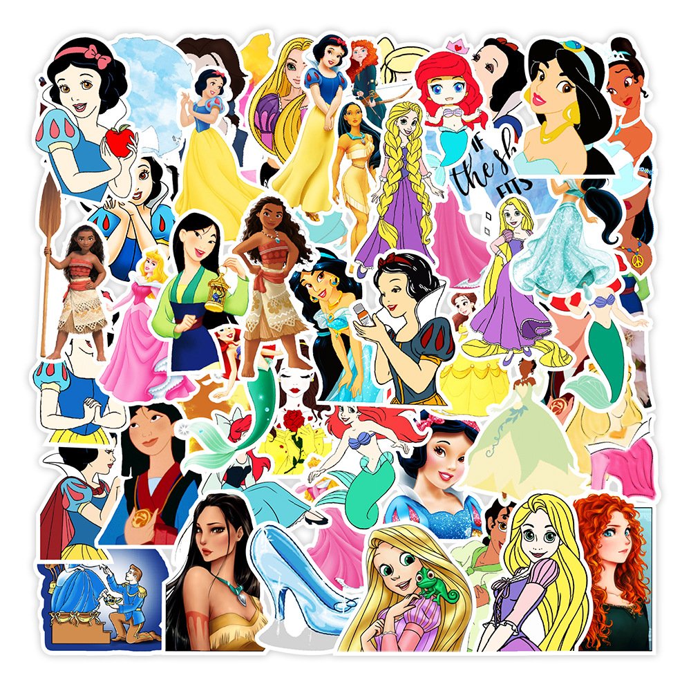 50PCS Fairy tale elsa and anna sweet girly mixed cute princess cartoon stickers
