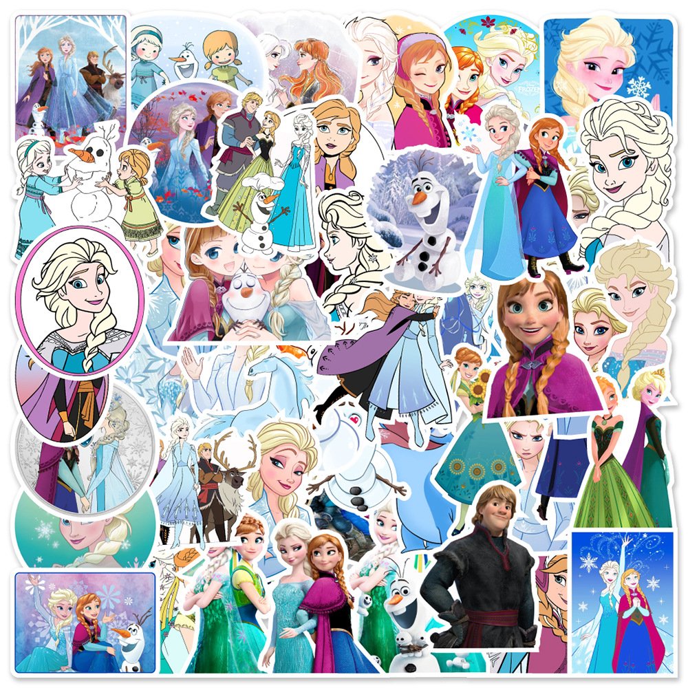 50PCS Fairy tale elsa and anna sweet girly mixed cute princess cartoon stickers