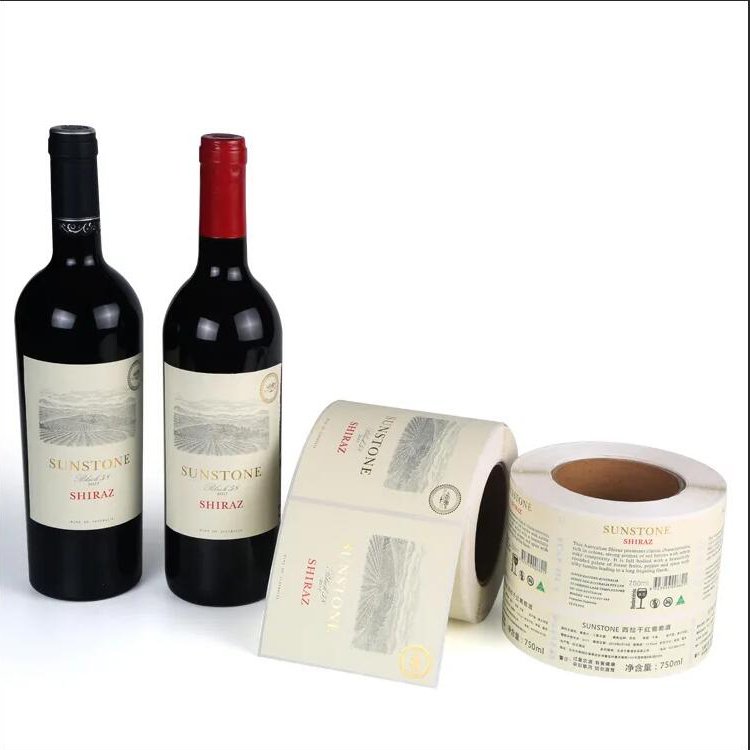 Vinyl Self Adhesive Wine Bottle Labeling Back Plastic Custom Logo Stickers Packaging Labels