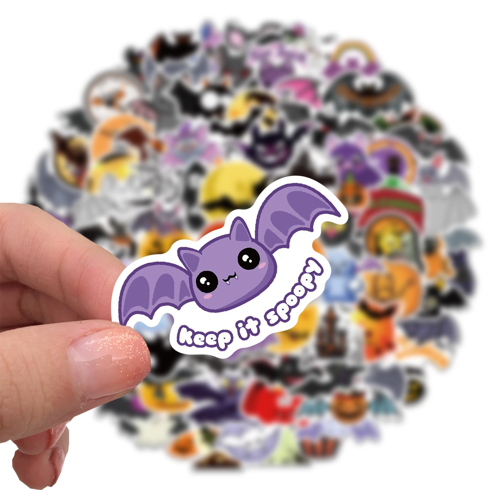 100Pcs Halloween Bat Ghost Stickers For Luggage Laptop Skateboard Book Notebook DIY Crafts Fashion Vinyl Decals