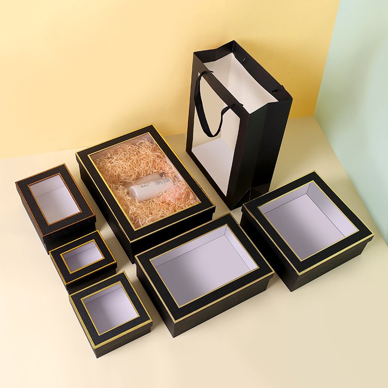 Universal Gift Box Showcase Body Butter Perfume Bottle Square Transparent Packaging Box with Window
