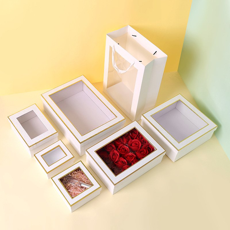 Universal Gift Box Showcase Body Butter Perfume Bottle Square Transparent Packaging Box with Window