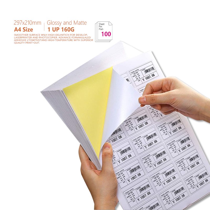 Hot sale 210*297 self-adhesive label white 100 sheets/pack printing barcode product information A4 label