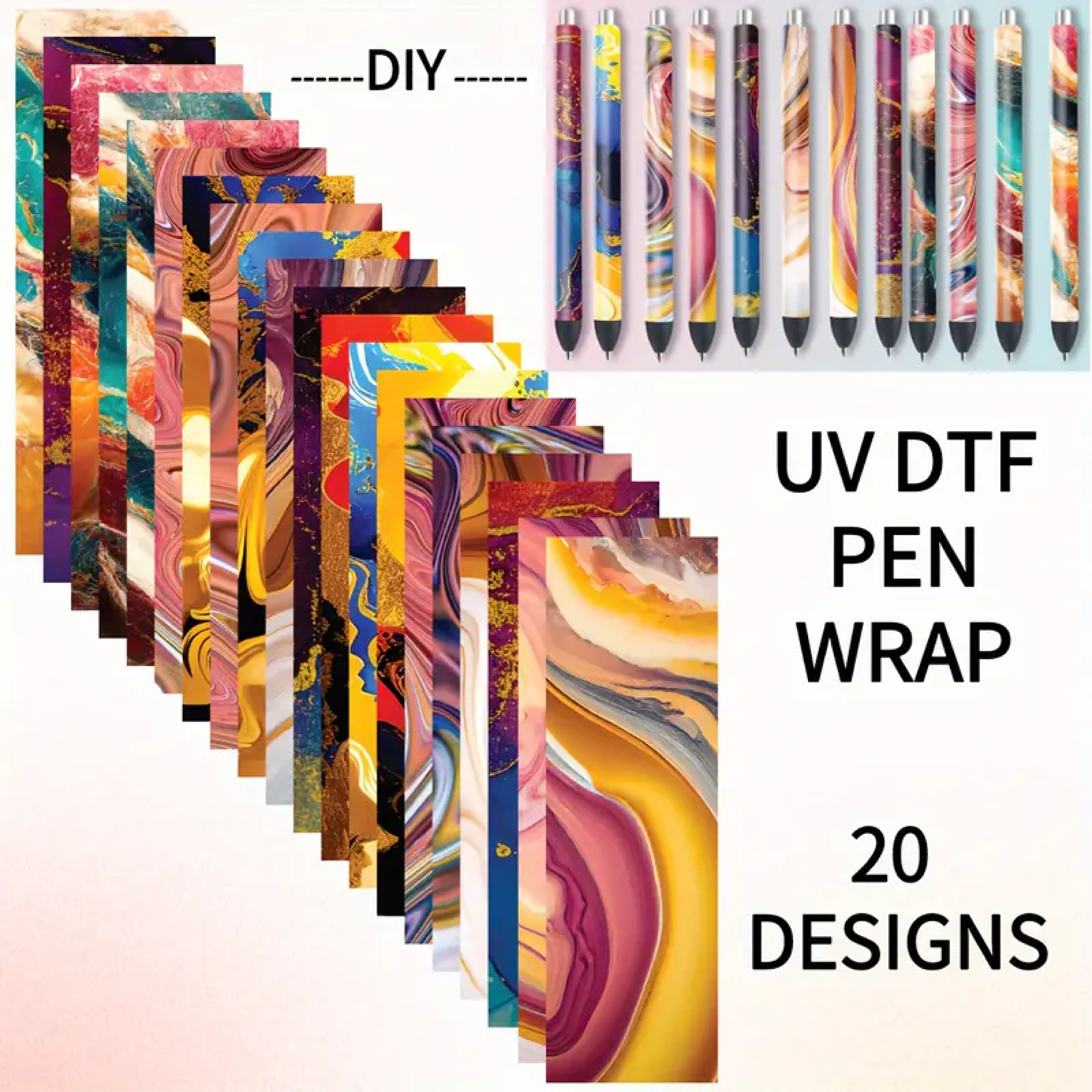 Uv DTF Pen wrap Sticker UV DTF Vinyl Sticker wrapSticker Waterproof Transfer Sticker Craft Pen Gift School Classroom Office
