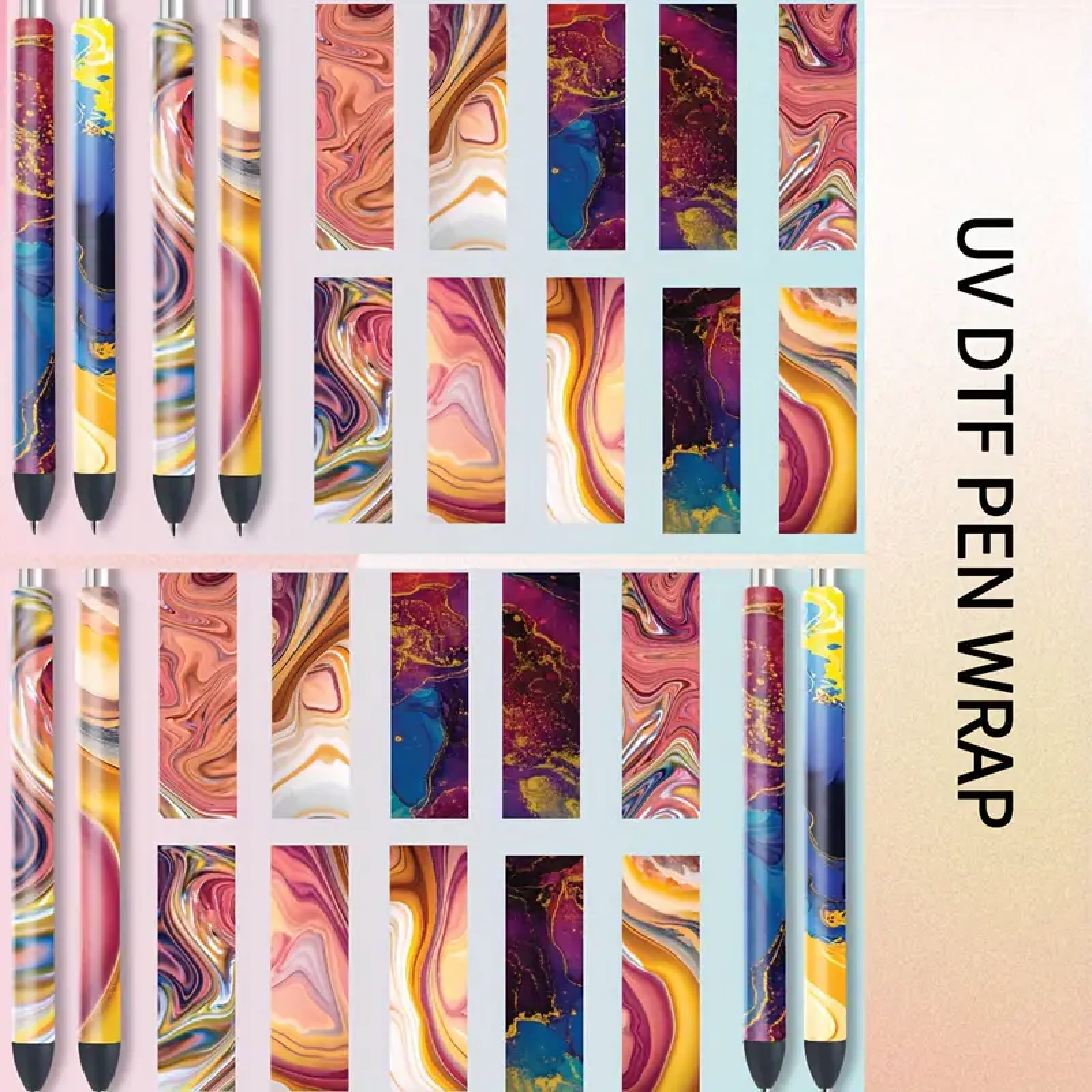 Uv DTF Pen wrap Sticker UV DTF Vinyl Sticker wrapSticker Waterproof Transfer Sticker Craft Pen Gift School Classroom Office