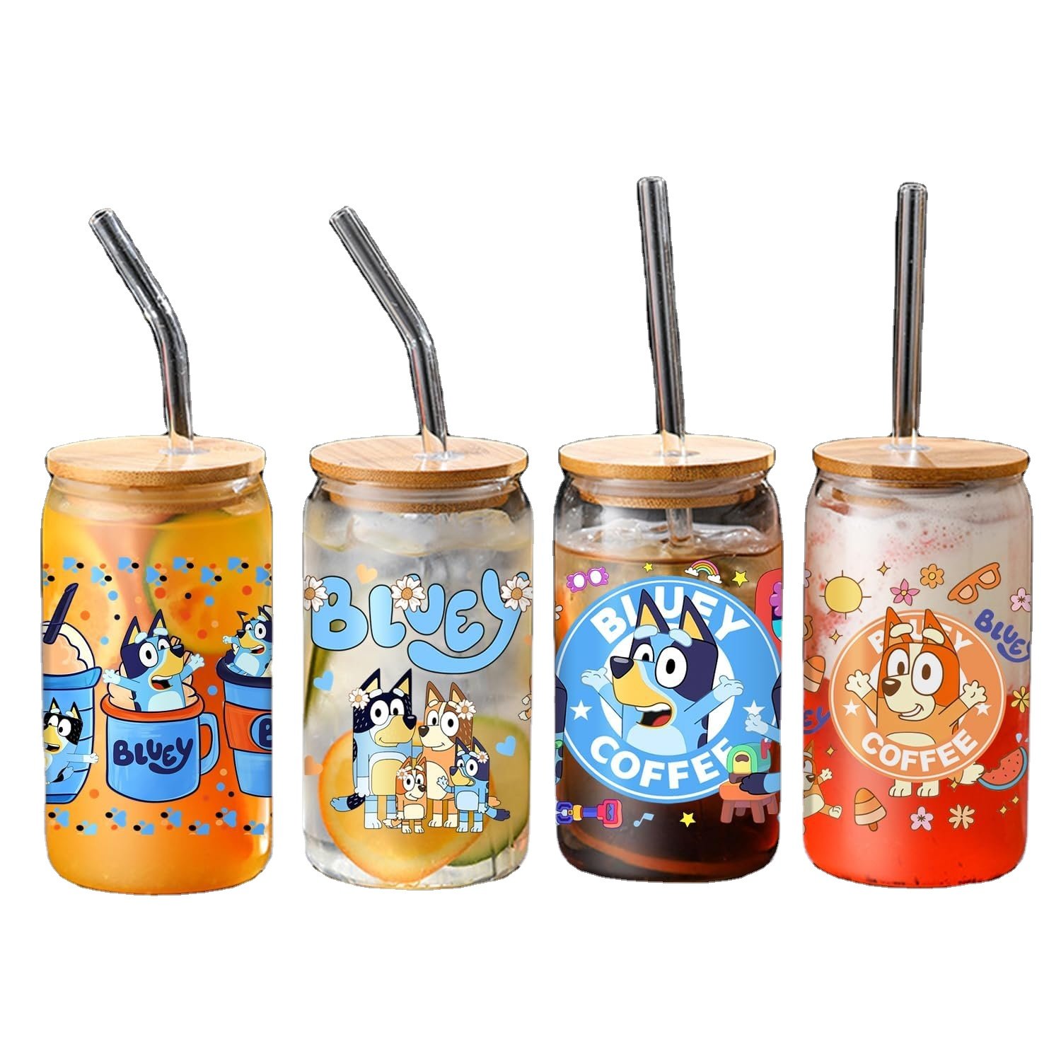 Blue Dog UV DTF Cup Wrap for 16oz Cup Cute Cartoon Wrap Transfer Stickers for Cup Tumbler Waterproof Decal for Glass Bottle