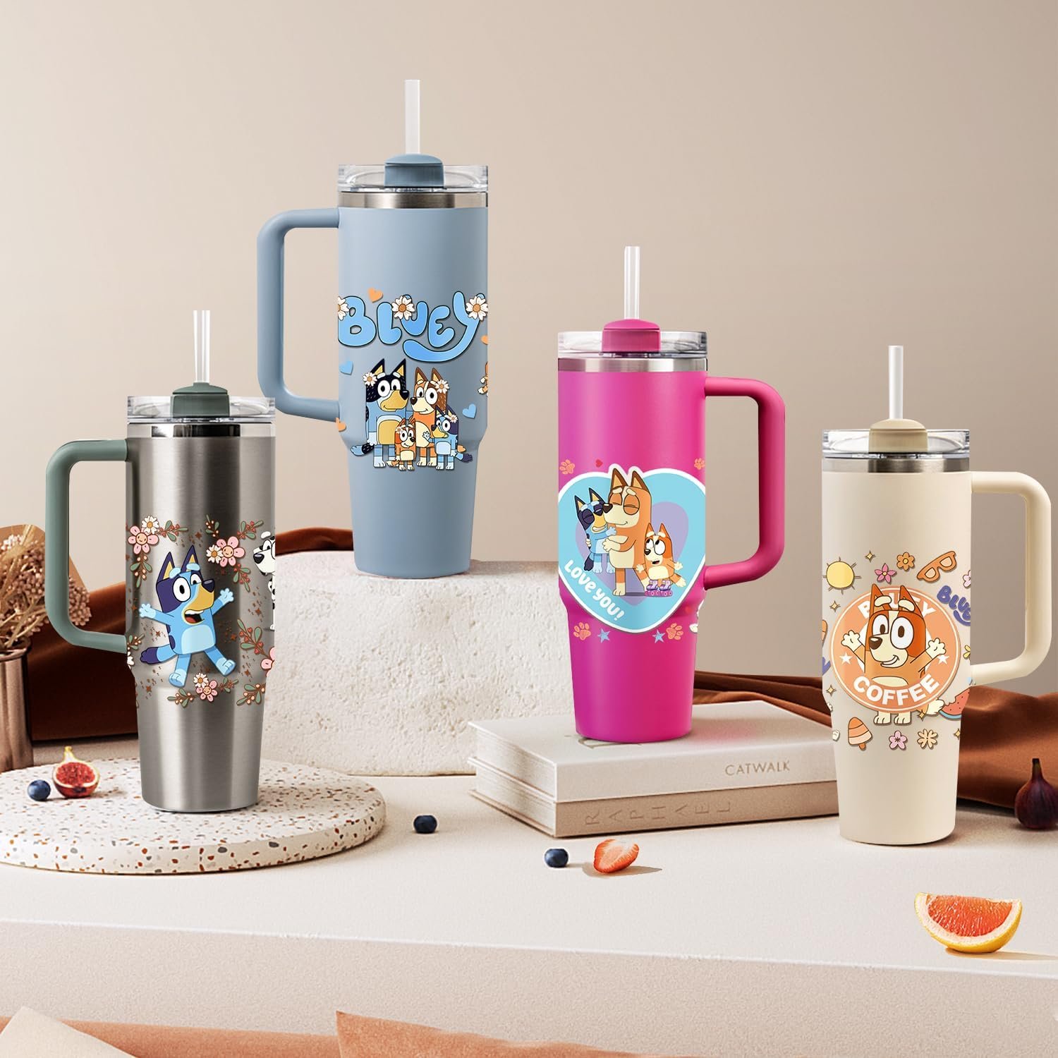 Blue Dog UV DTF Cup Wrap for 16oz Cup Cute Cartoon Wrap Transfer Stickers for Cup Tumbler Waterproof Decal for Glass Bottle