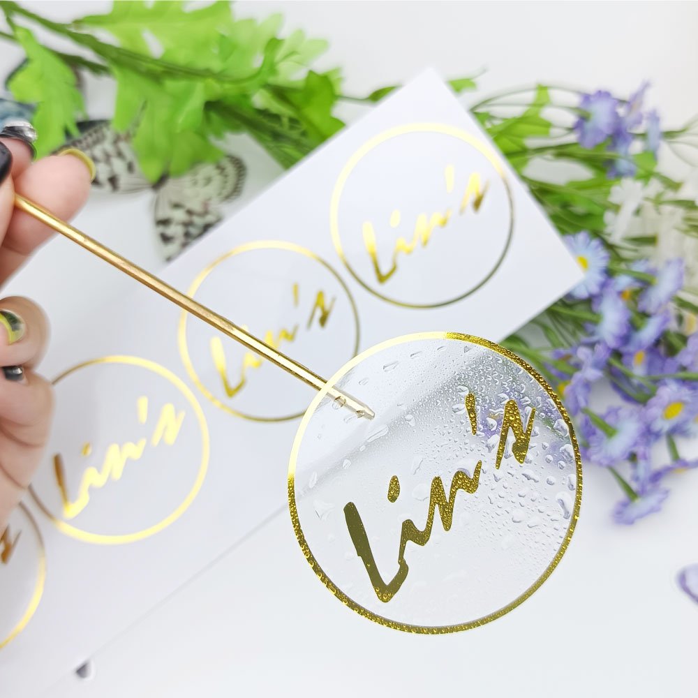Factory direct sale luxury waterproof gold foil stickers adhesive vinyl cup stickers