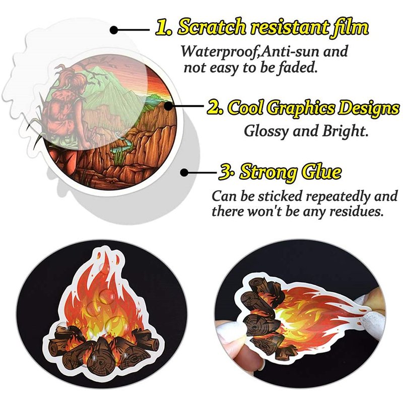 High Quality reusable Waterproof Cartoon Vinyl outdoor PVC Sticker Holographic Custom Print Logo Label Die Cut Stickers Sheet
