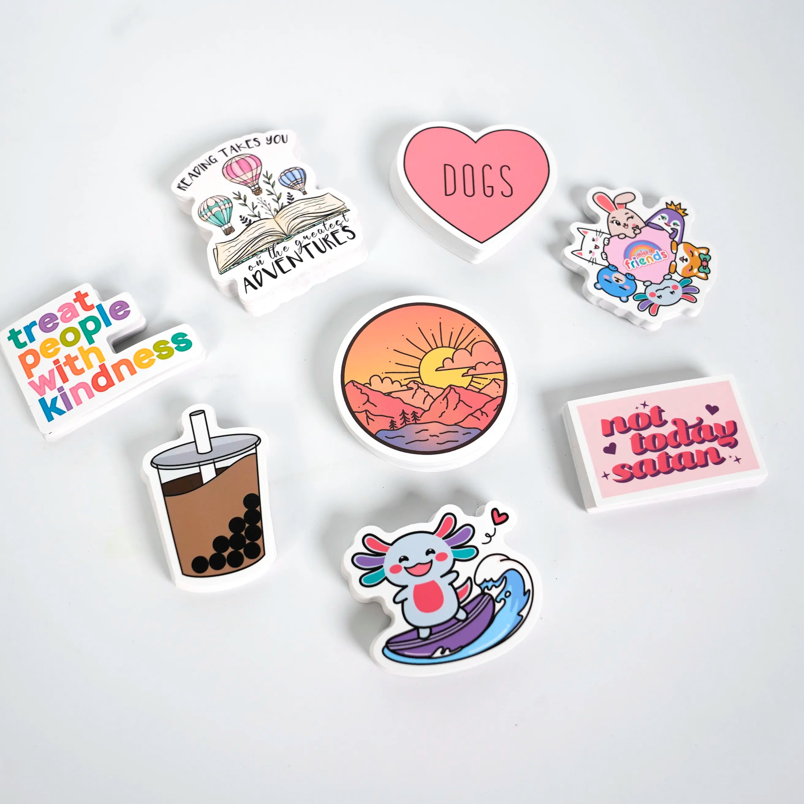 High Quality reusable Waterproof Cartoon Vinyl outdoor PVC Sticker Holographic Custom Print Logo Label Die Cut Stickers Sheet