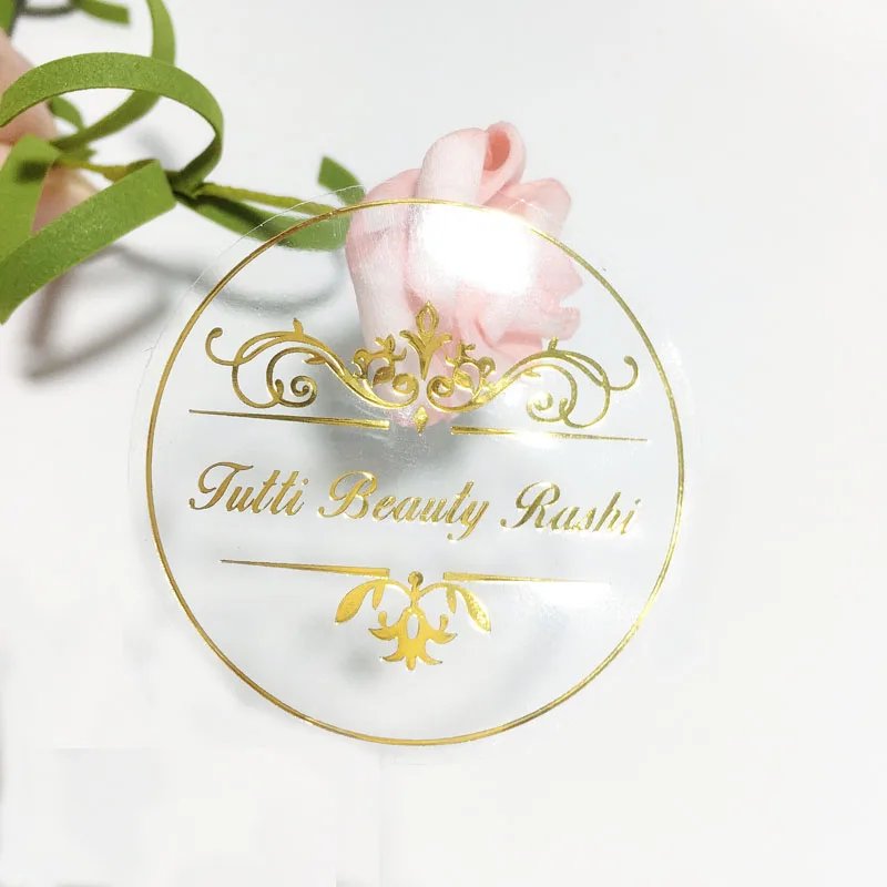 Customized transparent gold waterproof sticker decal text name picture photo wedding label sticker packaging personalized DIY
