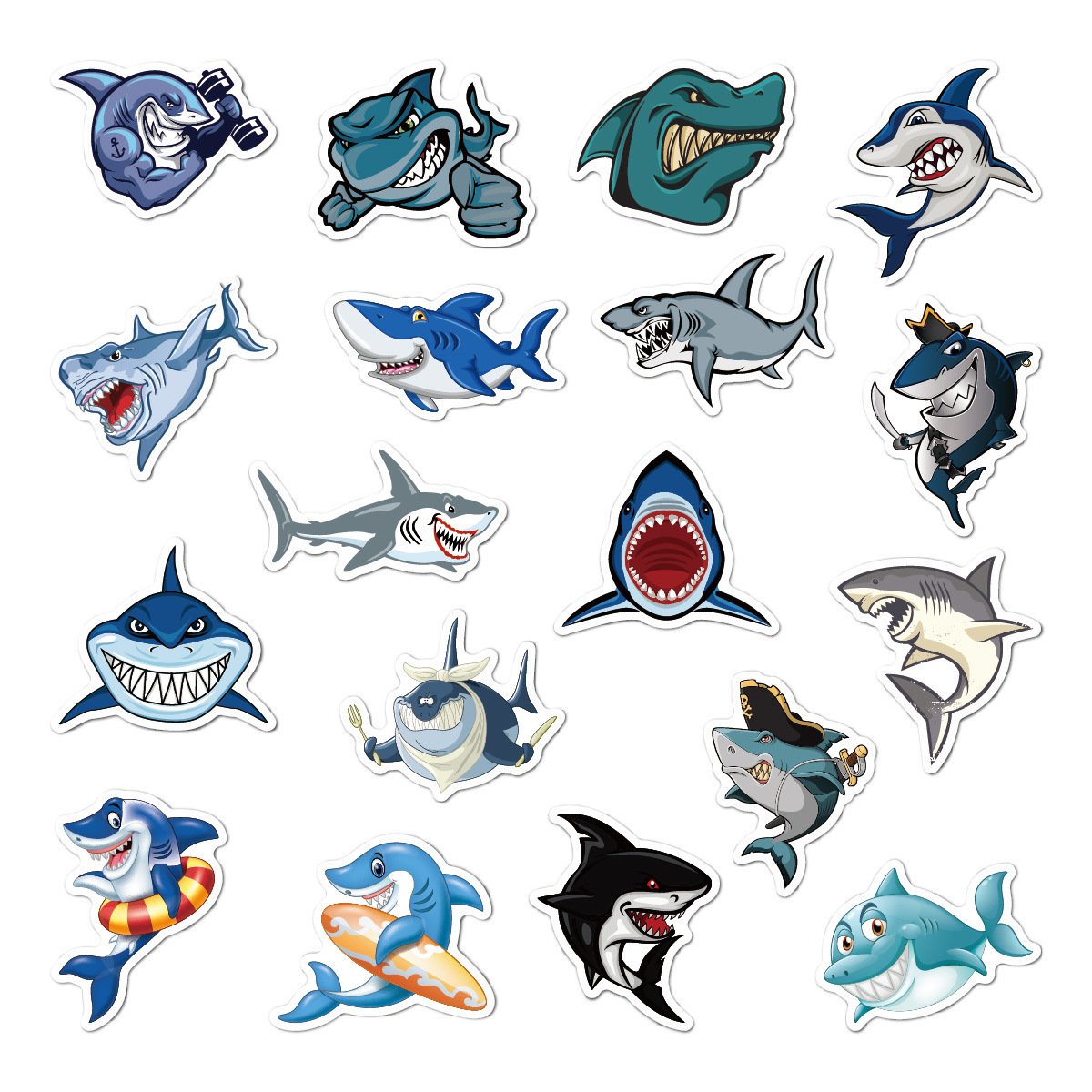100 Pcs Higher Quality Waterproof Die Cut Cute Shark Sticker Vinyl Scrapbook Cartoon Stickers For Kids Note