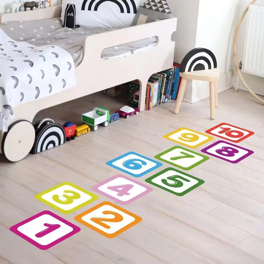 Promotion bedroom kindergarten mall children's game stickers custom size die cut floor sticker anti-slip Vinyl Decal Sticker
