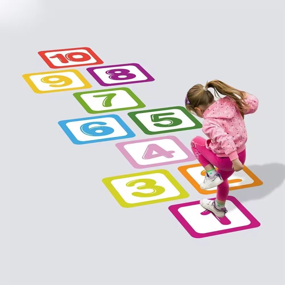 Promotion bedroom kindergarten mall children's game stickers custom size die cut floor sticker anti-slip Vinyl Decal Sticker