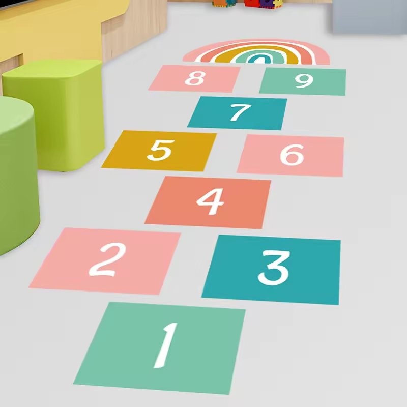Promotion bedroom kindergarten mall children's game stickers custom size die cut floor sticker anti-slip Vinyl Decal Sticker