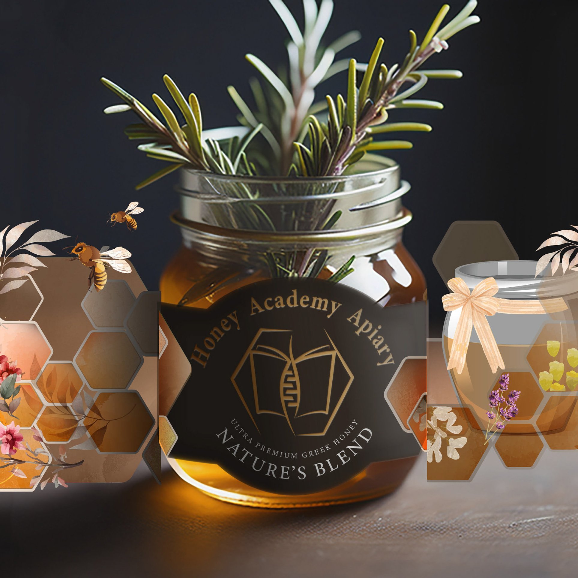 Custom premium gold foil packaging labels printing honey Brand hot stamping stickers seasoning jam label for food jar bottle