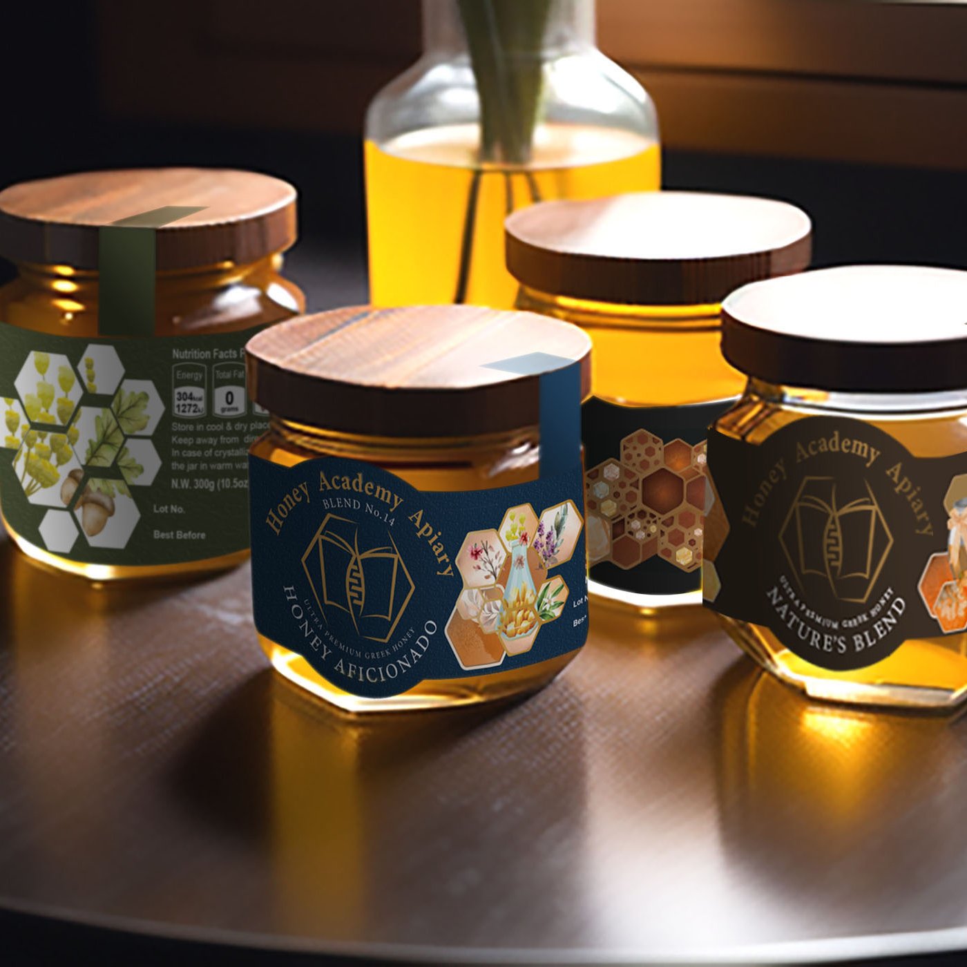 Custom premium gold foil packaging labels printing honey Brand hot stamping stickers seasoning jam label for food jar bottle