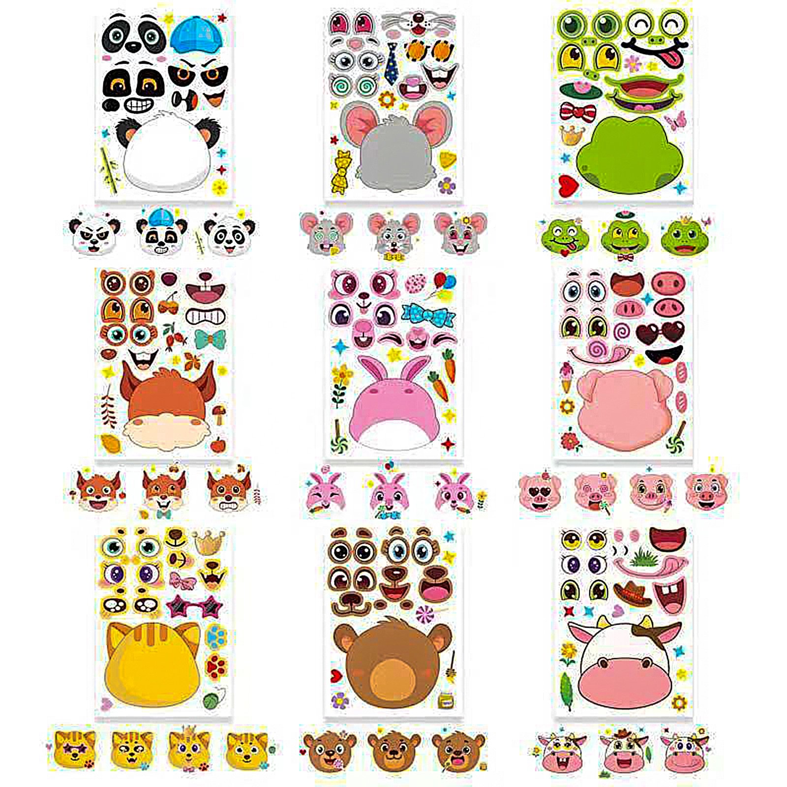 Amazon 27/sheets children's fun DIY animal face change waterproof stickers toy Make a Face Sticker Sheets animal for Kids