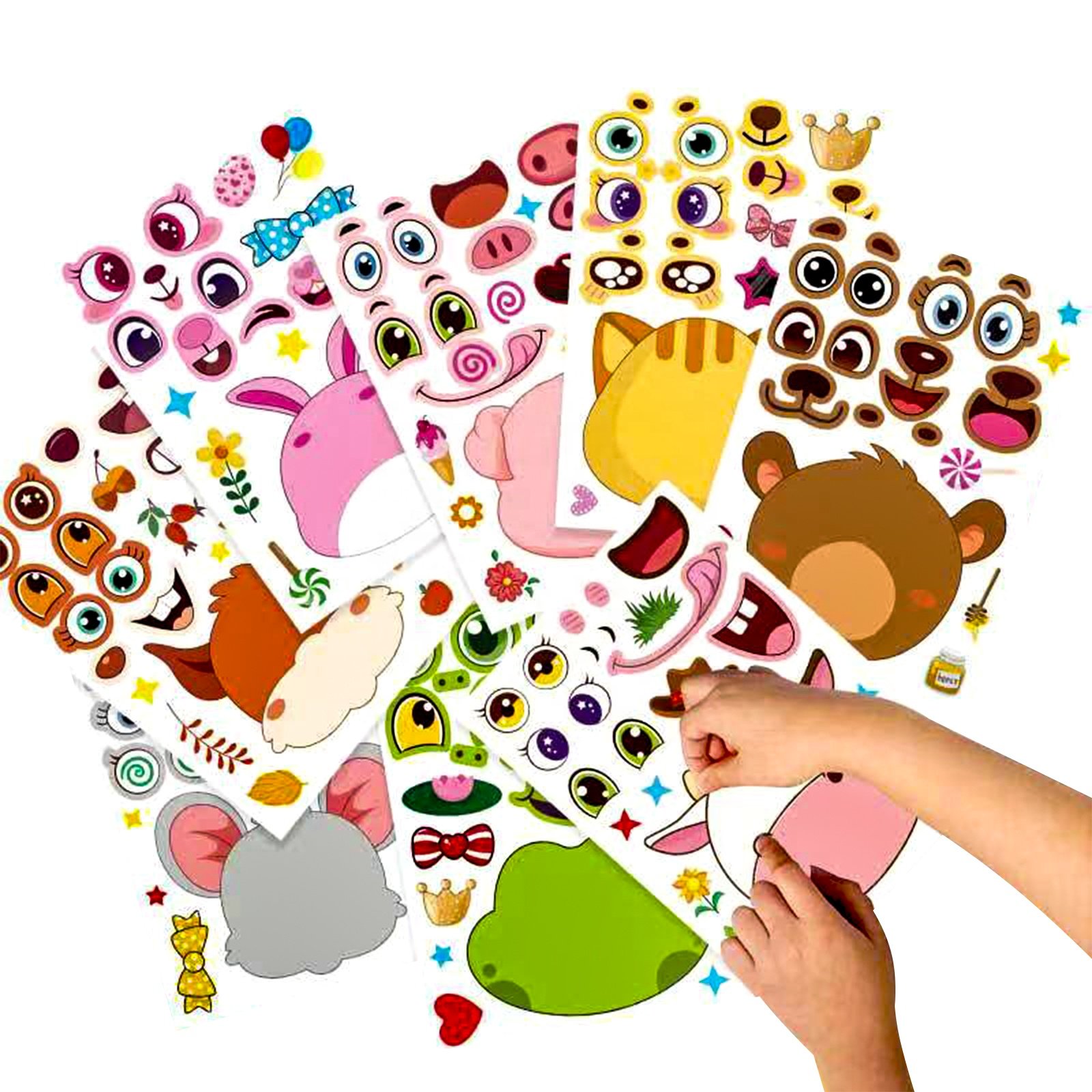 Amazon 27/sheets children's fun DIY animal face change waterproof stickers toy Make a Face Sticker Sheets animal for Kids