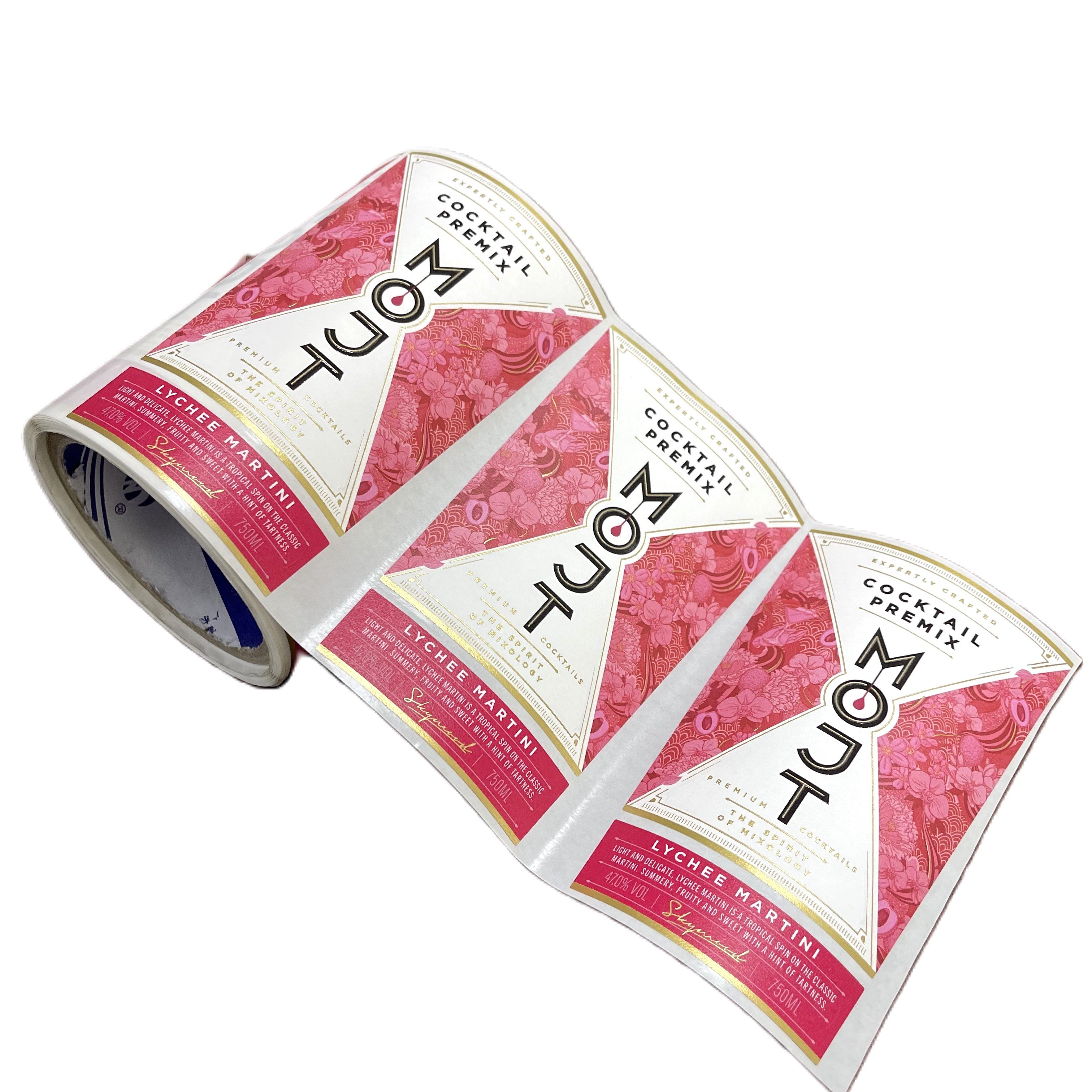 Wholesale custom private label hot stamping aluminum foil red wine label printing label stickers