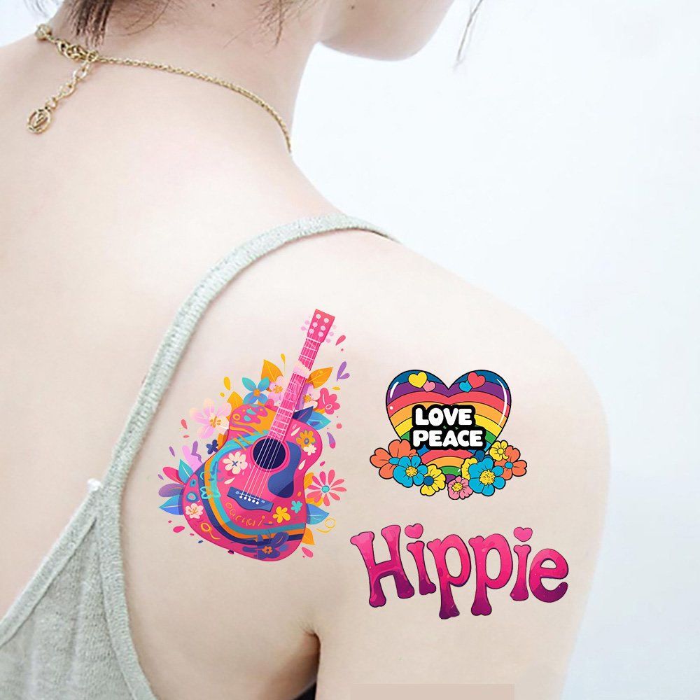 10 Sheets hippie Rock and roll Waterproof Temporary Tattoo Stickers finger face Tatoo Kids and Youth Adult Party Favors Gifts