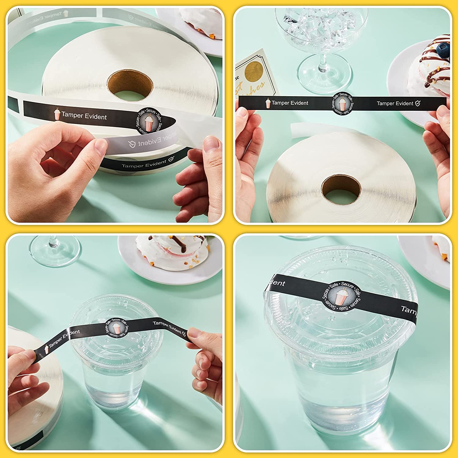 Safe Secure Tamper Evident Food Delivery Stickers Sealed for Freshness Labels Drink Food Coffee Milk Tea Seal Stickers
