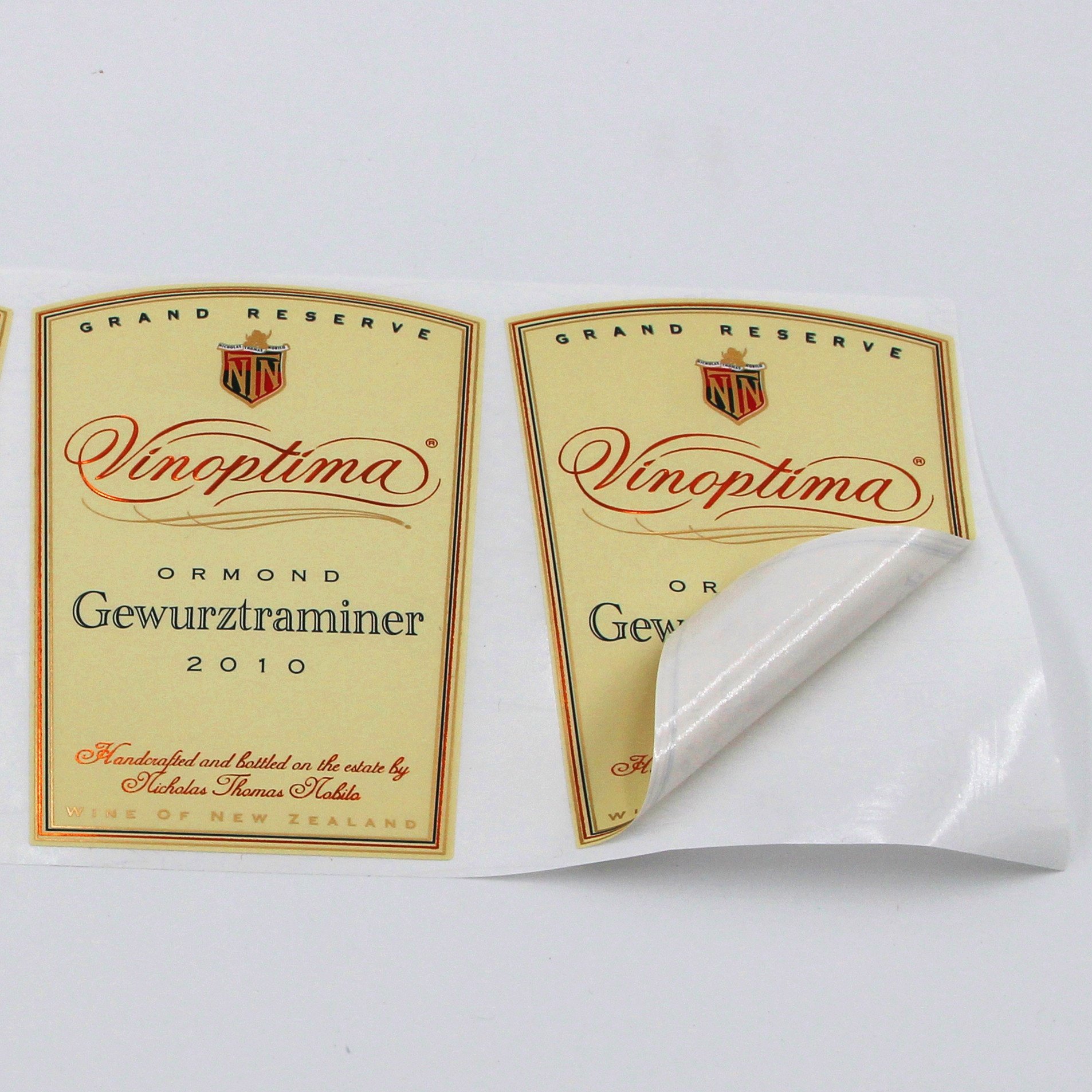 Customized Stickers Neck Embossing Gold Foil Stamping Matte Sticker Red Wine Waterproof Custom Stickers for Wine Bottle