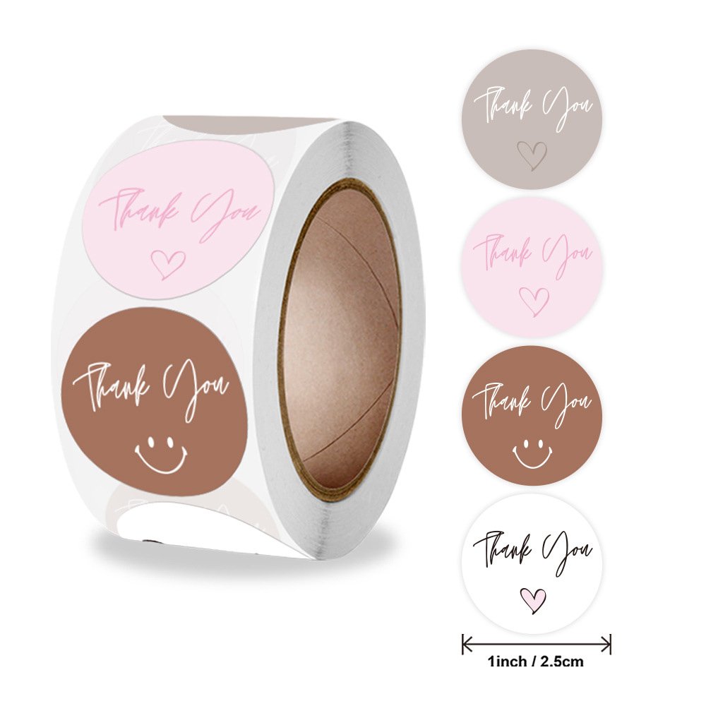 Custom Thank You Laser Printed Adhesive Label Roll Sticker Vinyl Waterproof UV Resistant Sticker Die Cut Sticker Roll