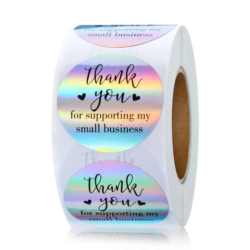 Custom Thank You Laser Printed Adhesive Label Roll Sticker Vinyl Waterproof UV Resistant Sticker Die Cut Sticker Roll