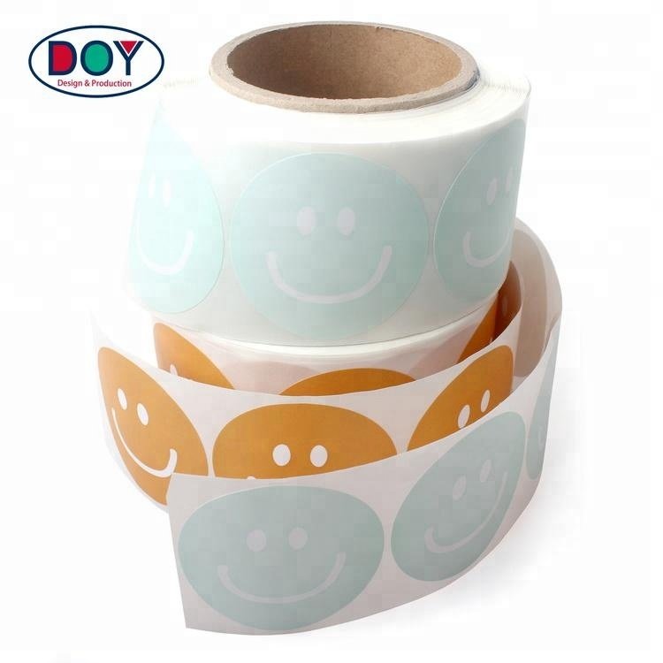 Design Custom Printing Smile Face Logo Roll Self Adhesive Paper Labels Stickers for Package and Bag