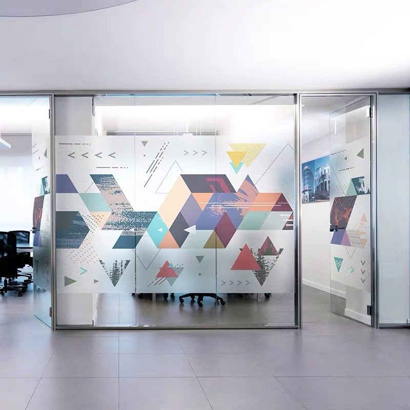 Custom printing adhesive waterproof window decoration decals film frosted glass sticker