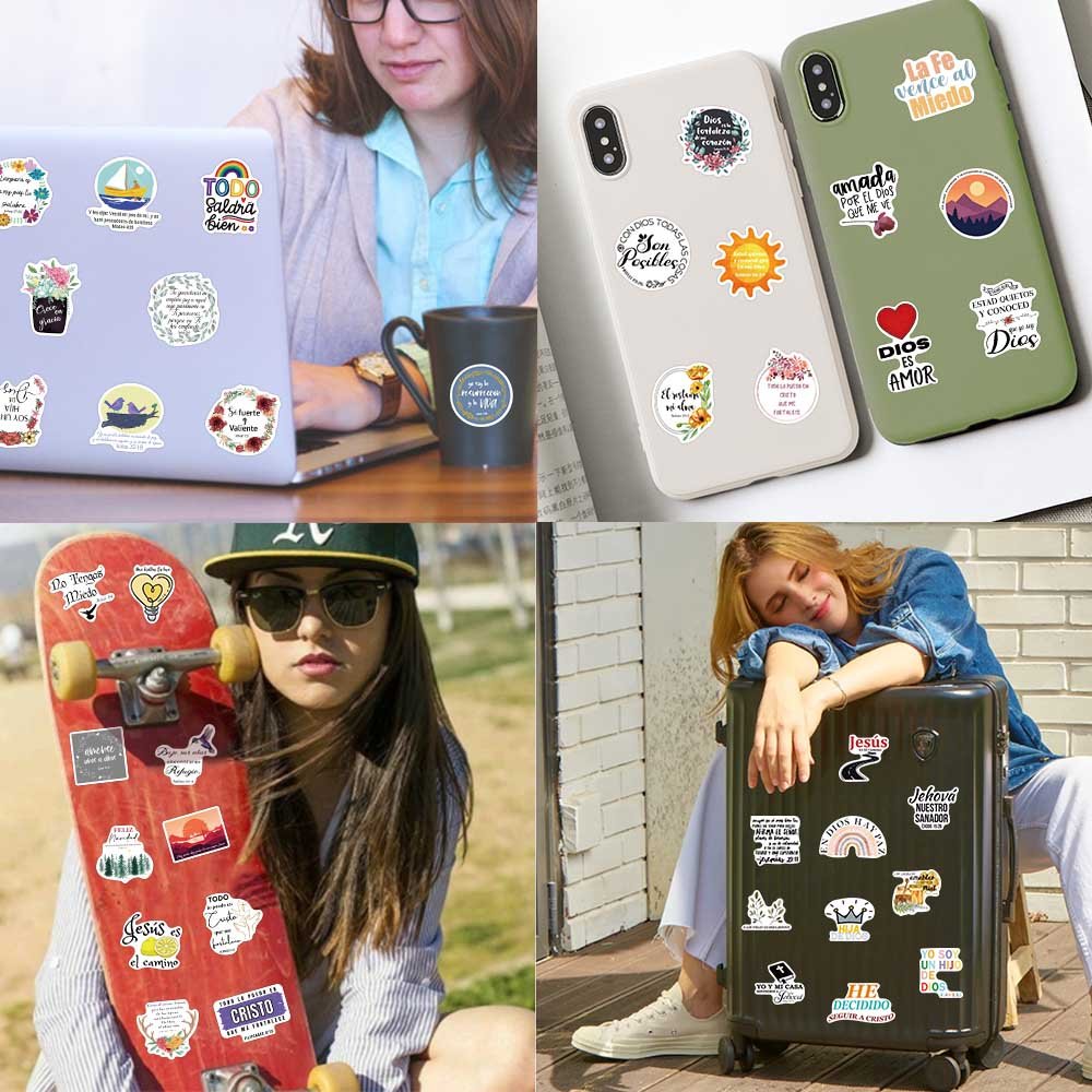 50pcs Spanish Bible Jesus Christians Sticker Diy Notebook Laptop Luggage Decoration Christmas Party Waterproof Graffiti Stickers
