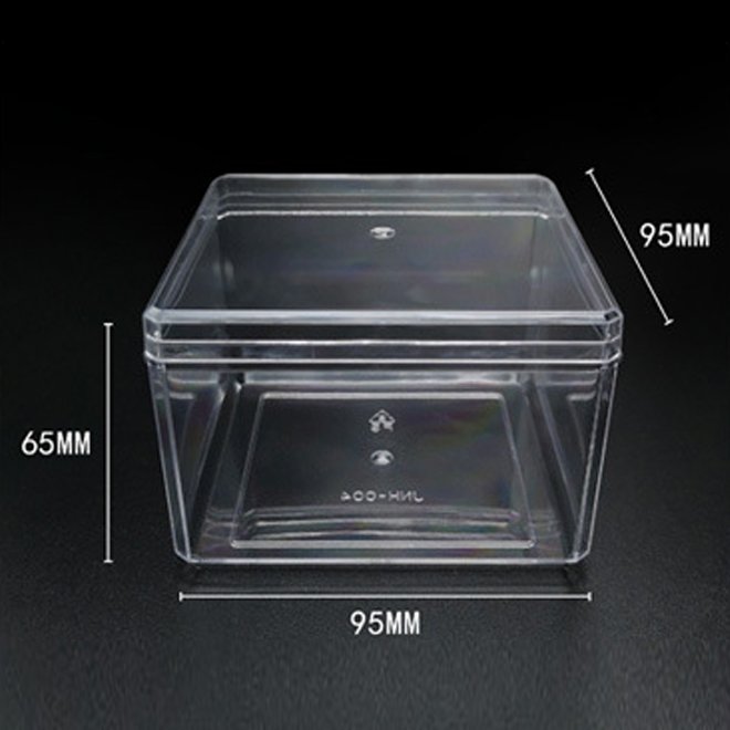 Custom Logo 530ml 18oz Clear Square PS Plastic Box for with Lid for Biscuit Snack Sugar Cake Pastry Packaging Container