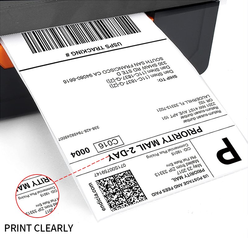 Fanfold 4x6 100x150mm 350 pcs direct thermal paper waybill barcode shipping address adhesive label sticker for thermal printer