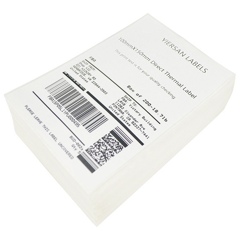 Fanfold 4x6 100x150mm 350 pcs direct thermal paper waybill barcode shipping address adhesive label sticker for thermal printer