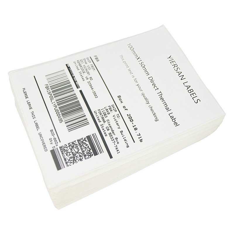 Fanfold 4x6 100x150mm 350 pcs direct thermal paper waybill barcode shipping address adhesive label sticker for thermal printer
