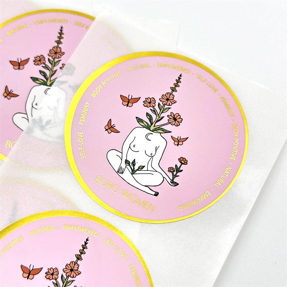 TOP Sales Custom Gold Foil Stamping Logo Printing Self Adhesive Sticker