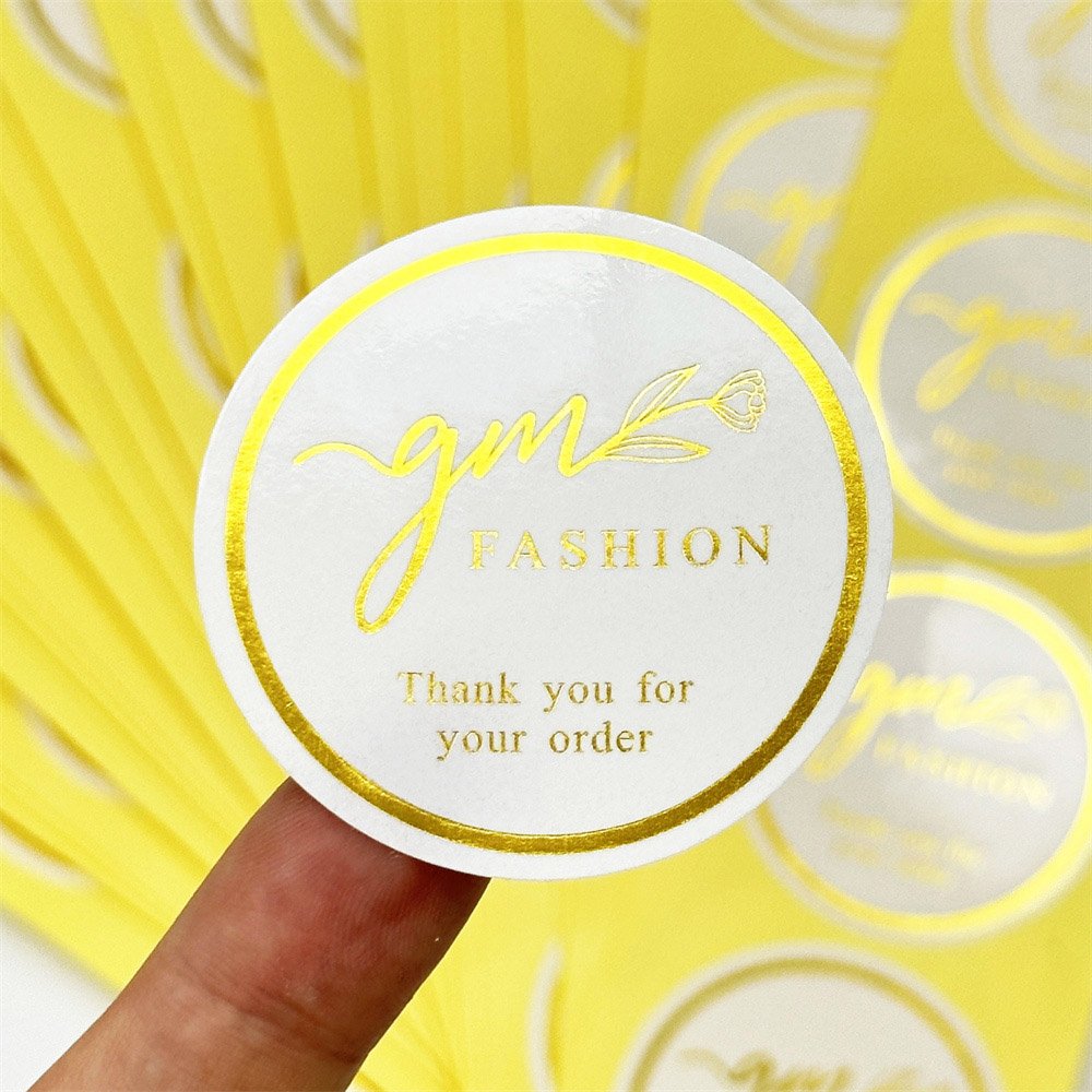 TOP Sales Custom Gold Foil Stamping Logo Printing Self Adhesive Sticker