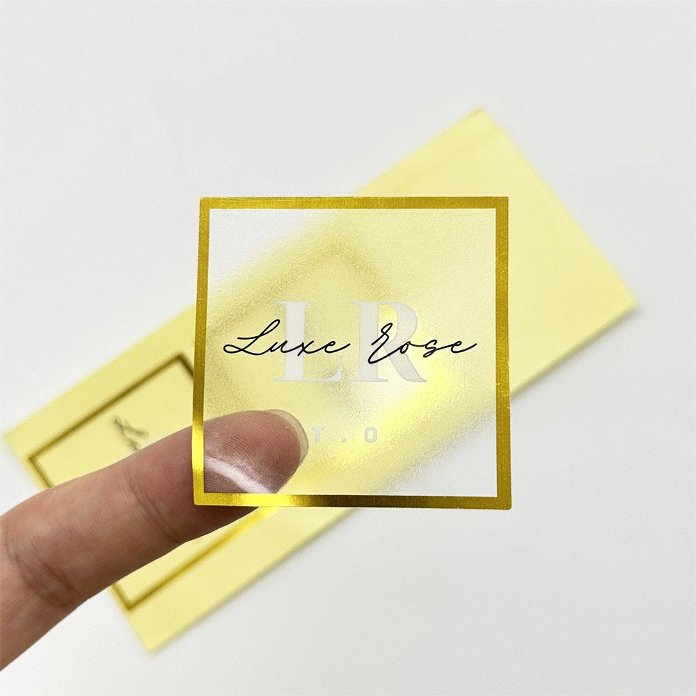 TOP Sales Custom Gold Foil Stamping Logo Printing Self Adhesive Sticker